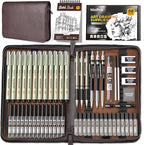 Nicpro 58 PCS Art Drawing Supplies Kit in Leather Case, Art Mechanical Pencil by Nicpro