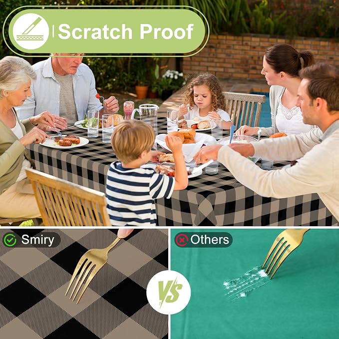 Smiry Rectangle Table Cloth, Waterproof Vinyl Tablecloth - Image 5