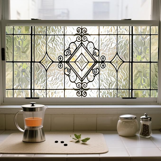 IVN Window Film Geometric Stained Glass Decorative Window Privacy Film | Window - Image 6