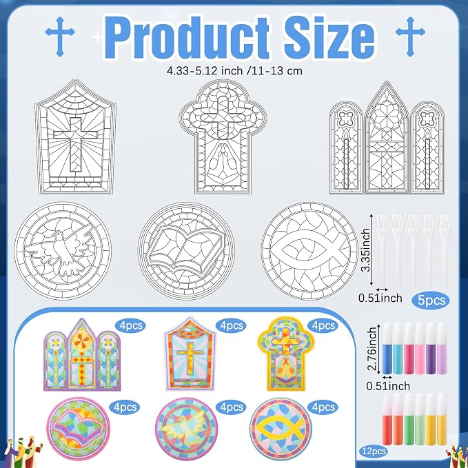 Soulchen 24 Sets Christian Cross Craft Kit, Vbs Religiou Color Your Own Cross - Image 2