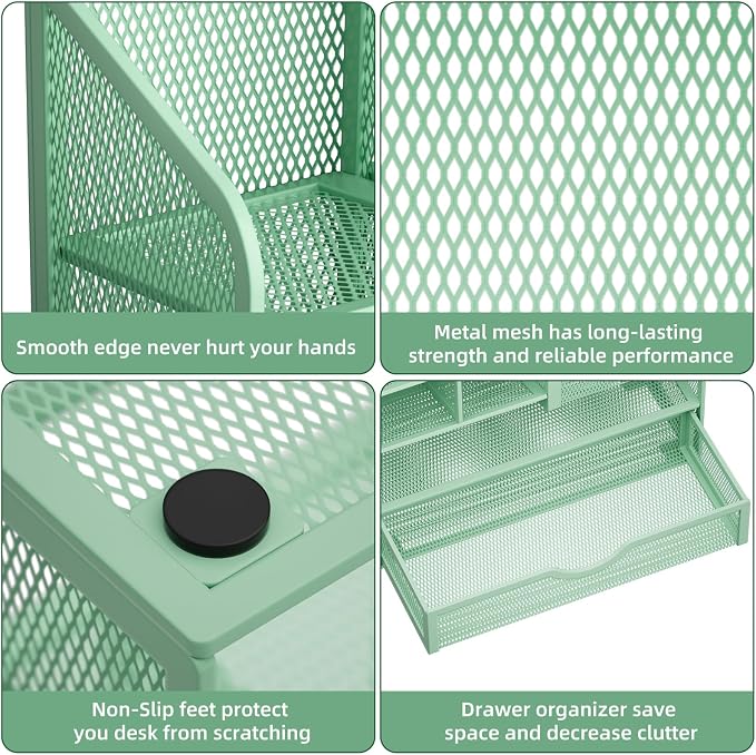 Marbrasse Mesh Pen Holder for Desk, Desk Organizers and Accessories for Office - Image 6