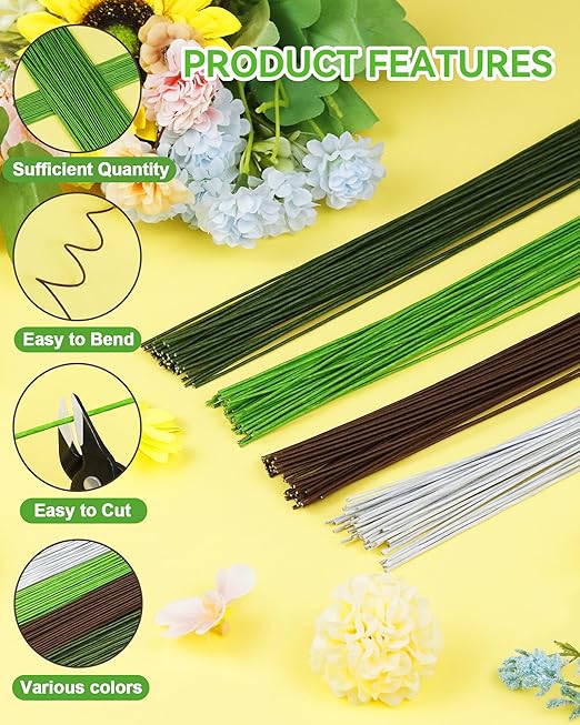 100 PCS 26 Gauge Green Floral Wire Stems - Image 3