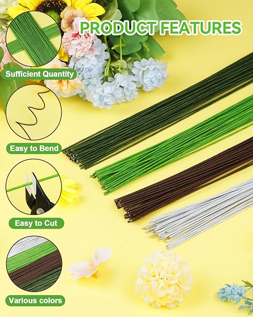100 PCS FIVEIZERO 18 Gauge White Floral Wire Stems - Image 3