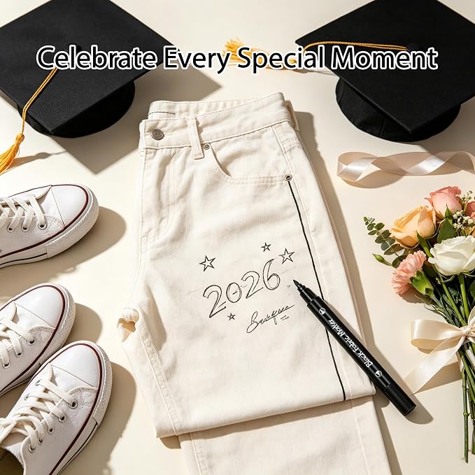 White & Black Fabric Markers for Clothes 6PCS, Dual-Tip Fabric Permanent Paint - Image 7