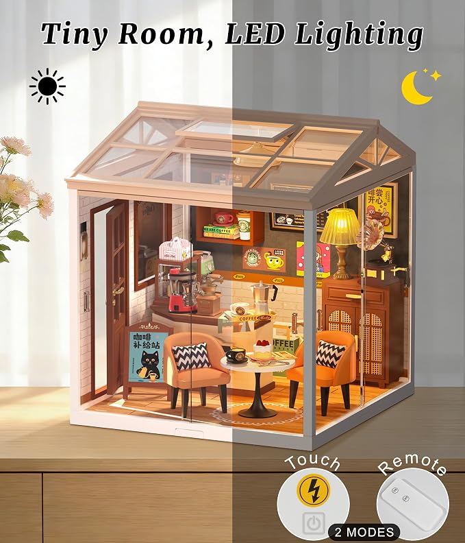 Vintage Coffee Shop Miniature House Kit – DIY Cafe Dollhouse - Image 2