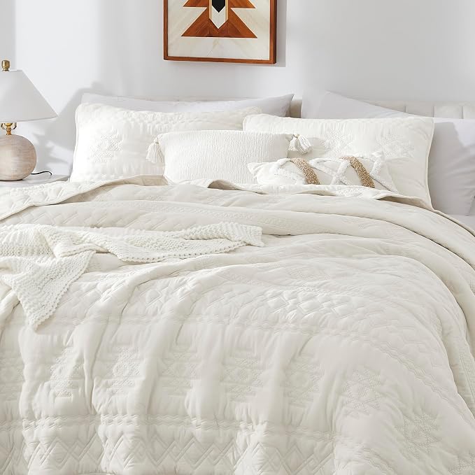 WDCOZY Boho Ivory Twin Quit Size Bedding Sets - Image 3
