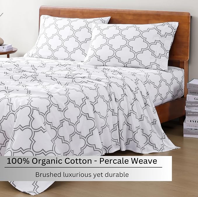 LANE LINEN 100% Organic Cotton Full Sheets Set Fully Elasticized Naturally - Image 3