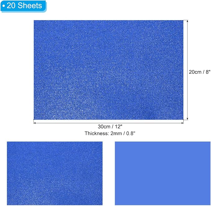 PATIKIL Dark Blue Shiny EVA Glitter Foam Sheet 11 x 8 Inch 2mm Thick Sparkle - Image 2