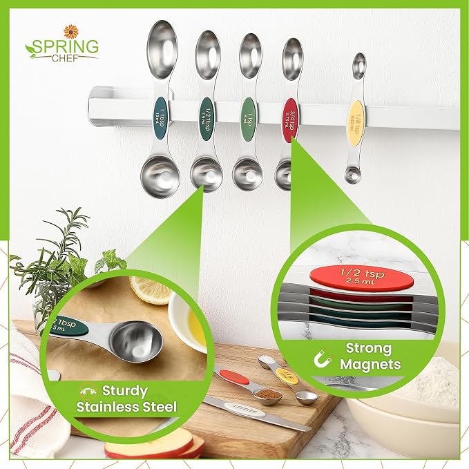 Spring Chef Stainless Steel Magnetic Measuring Spoons Set of 8 - Image 5