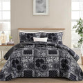 Cottolester Boho Patchwork Quilt Set Queen Size, Paisley Floral Bedding Set by Cottolester
