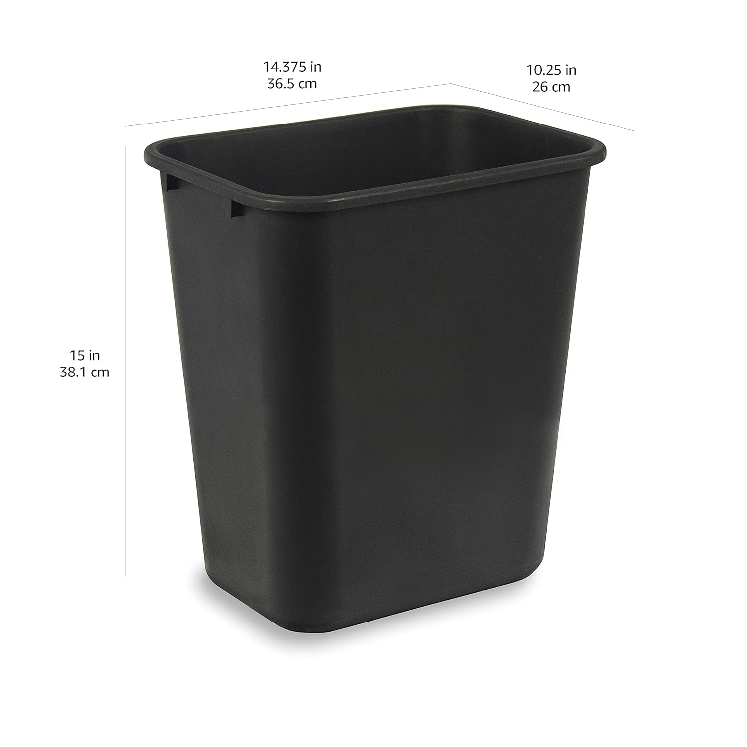 Amazon Basics Trash Can, Rectangular Commercial Office Wastebasket, 7 Gallon (Pack of 2), Black (Previously AmazonCommercial Brand)