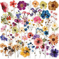 52Pcs Transparent Flora Scrapbook Stickers Pack, Colorful Wildflower Daisy Rose by STARZIWEN