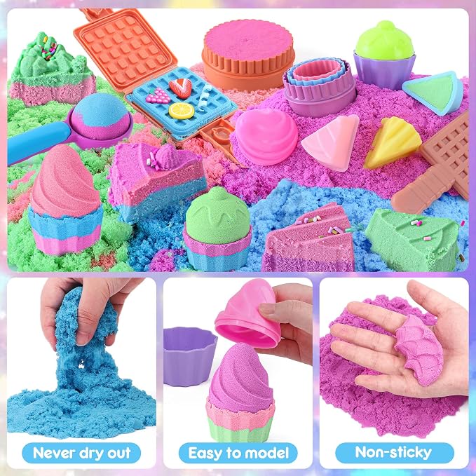 Golray Ice Cream Sensory Bin for Girls, Play Sand Art Kit - Image 3