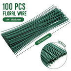 100 Pcs Green Floral Wire Stems, 18 Gauge Green Flower Wires, Artificial Floral - Image 2