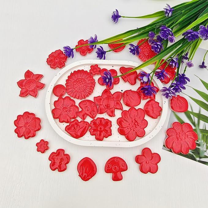 500g/1.1lb Ceramic Mosaic Tiles Mixed Shapes of Flowers, Mushrooms - Image 8