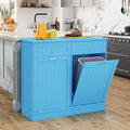 Betterhood Tilt Out Trash Cabinet 10 Gallon Wooden Free Standing Laundry Sorter Cabinet,Recycling Cabinet with Hideaway Drawer,Tilt Out Trash Cabinet Can Bin Kitchen (Double Light Blue, Double Door)