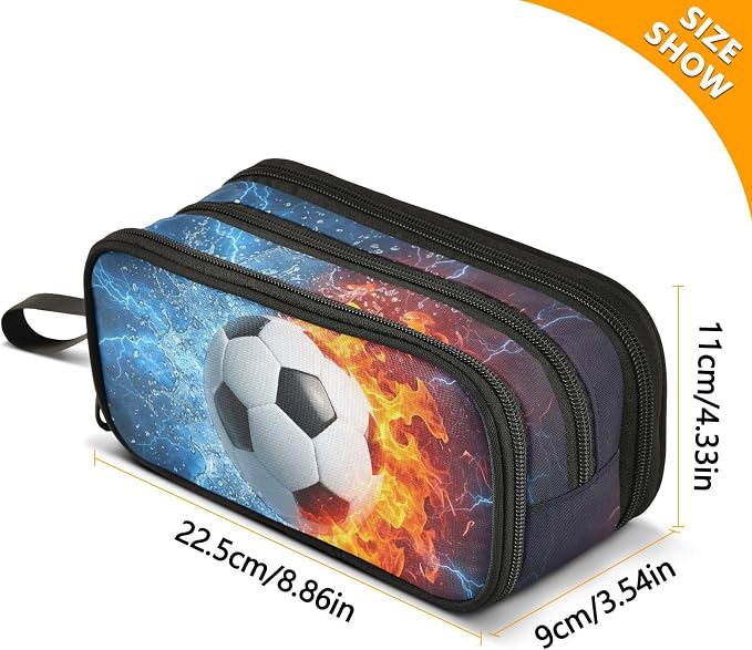 Soccer Football Ball Pencil Case Box Boys Girls Large Pencil Pouch - Image 7