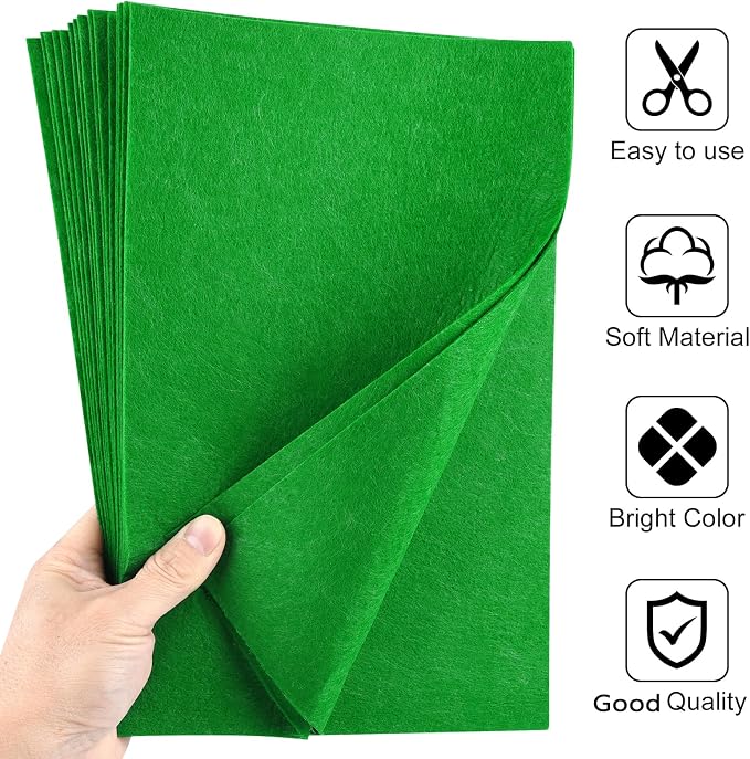 20 Pcs Green Felt Fabric Sheet 8" x 12" Assorted Color Felt Fabric Sheets - Image 3