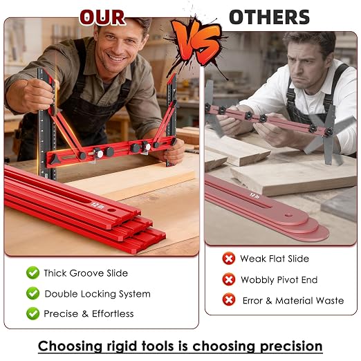Stair Tread Template Tool with Triangular Brace and Edge Flip Stops | Stair - Image 3