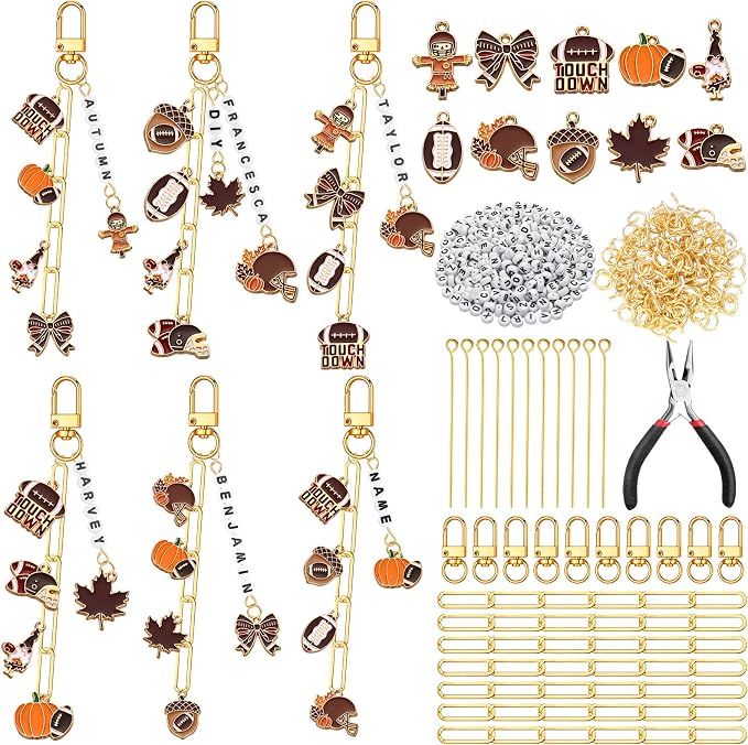 558 Pcs Fall Football Charms for Keychain DIY Gift Fall Football for Jewelry by CraftyDream