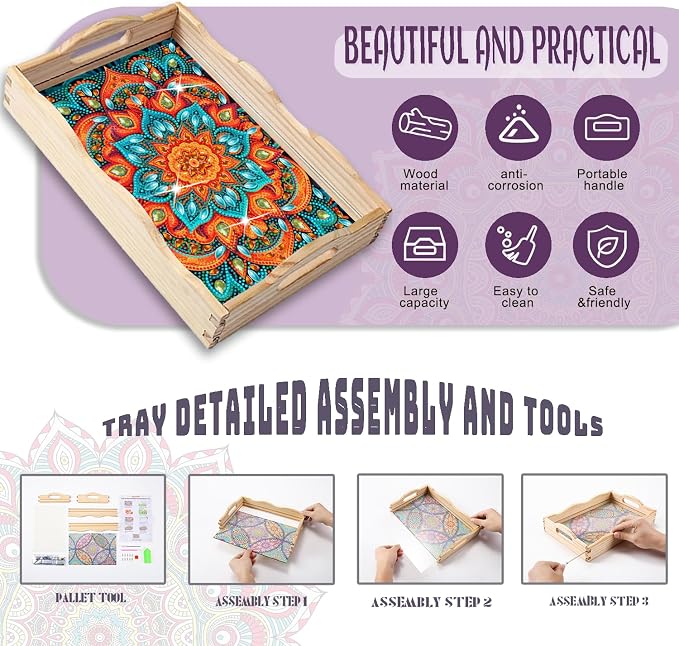 EWJRNSF Diamond Art Kits for Adults Wooden Serving Trays - Image 3