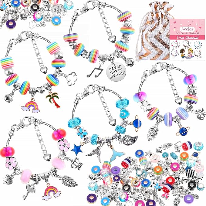 Acejoz 85 Pcs Charm Bracelet Making Kit, DIY Charm Bracelets Beads by ProfessionalDIYArtSupplier
