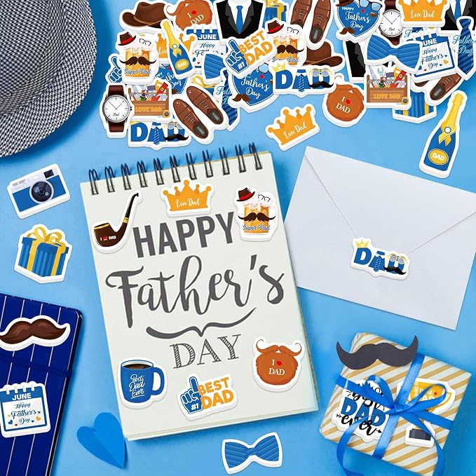 300Pcs Father's Day Foam Stickers, Cute Beard Tie Dad Foam Sticker Self - Image 4
