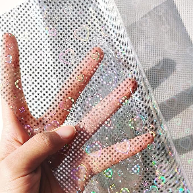 HYANG Transparent Love Rain PVC Super Clear Holographic Vinyl Faux Leather - Image 2