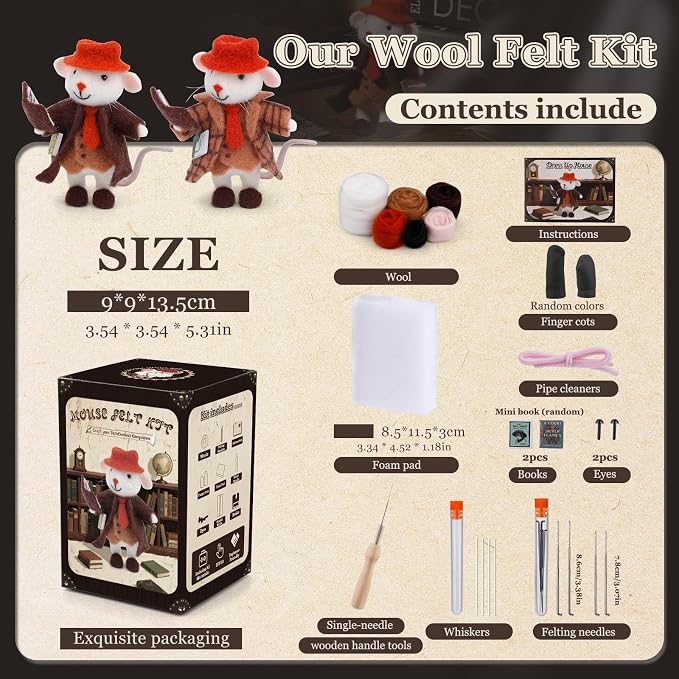 Mayboos Needle Felting Kit, Mouse Animal Needle Felting Beginner Kits - Image 2