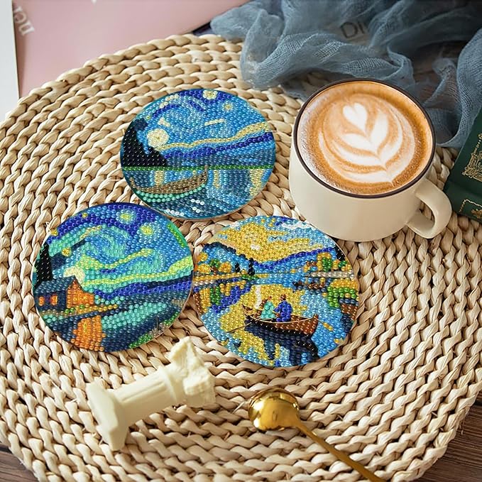 8 PCS Starry Sky Diamond Art Coasters Kit - Image 5