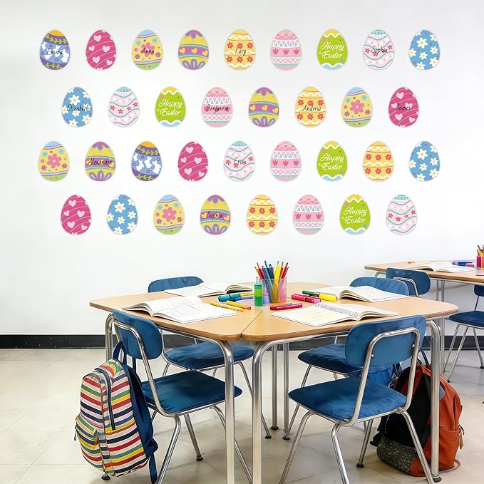 54Pcs Easter Egg Cutouts, Spring Classroom Bulletin Board Decorations, - Image 5