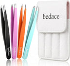 BEDACE Tweezers for Women and Men Facial Hair, Thickened 430 Stainless Steel by bedace