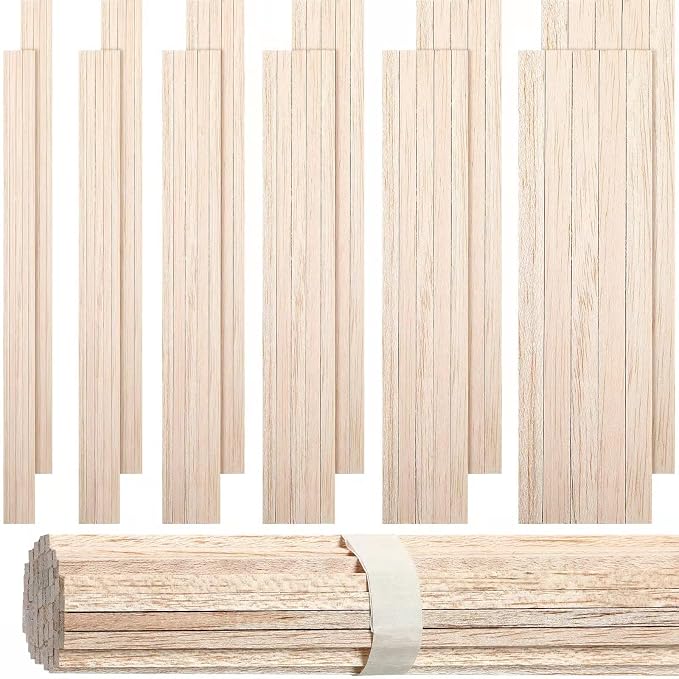 Yulejo 215 Pieces Balsa Wood Sticks Wooden Dowel Rods Square Hardwood by Yulejo