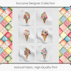 Patchwork Ice Cream Cotton Fabric Panel – 6 Designs + Bonus Sheet 29.5×19.6 inch - Image 5