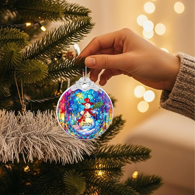 Christmas Ornaments 2025 Faux Stained Glass Effect, Christmas Tree Ornaments - Image 2
