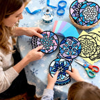 Eersida 32 Pcs Winter Snow Globe Suncatcher Craft Kit, 8 Designs Stained Glass - Image 6
