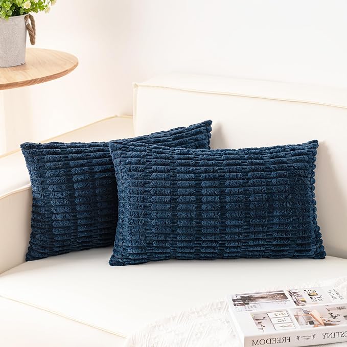 Aegero Pack of 2 Corduroy Decorative Throw Pillow Covers 12x24 Inch Soft by Unknown