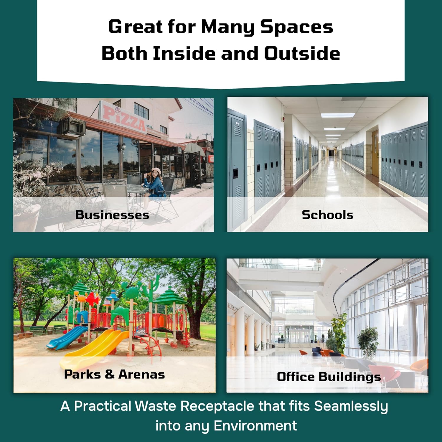 42 Gallon Slatted Circle 100% Recycled Plastic Commercial Outdoor and Indoor Trash Can with Push Open Dome Lid and Internal Liner | Great for Schools and Businesses - Orange