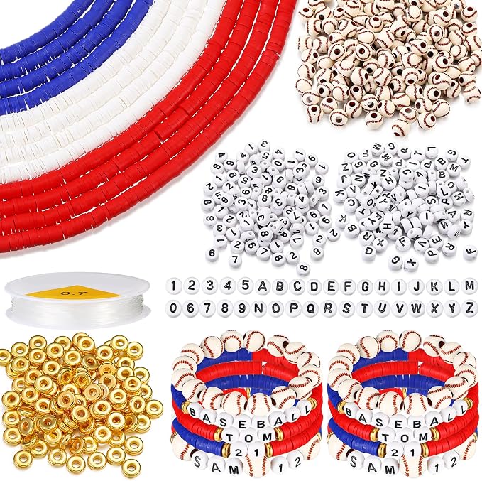 Ferreve 4200 Pcs Baseball 12 Strands Clay Beads Bracelet Making Kit, 100 Letter by Ferreve