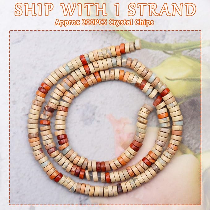 Natural Stone Heishi Beads for Necklace Making, 4mm x 2mm Small Flat Round - Image 2