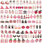 SANNIX 110Pcs 55 Pairs Pink Halloween Charms Bulk Cute Enamel Jewelry Charm | by SANNIX