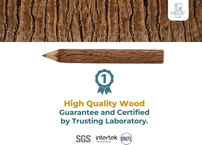 BSIRI Black 3 Inch Wood of 12 in Pack Tree Bark Pencil Favors in Wooden Rustic - Image 2