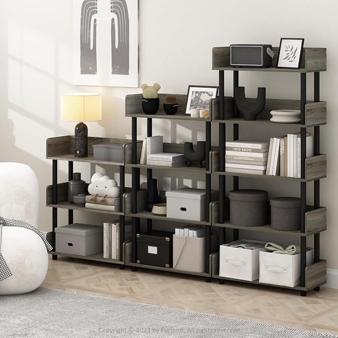 Furinno TURN-N-TUBE 4-Tier Display Shelf, Storage Shelves, Book Shelf, Open - Image 2