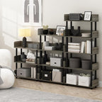 Furinno Turn-N-Tube 5-Tier Toolless Display Rack, French Oak/Black - Image 2