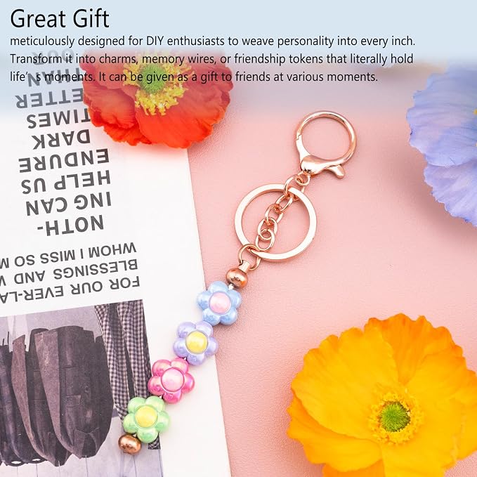 beadable keychains Bulk 8pcs Blank Keychain Making Kit Keychains Accessories - Image 2