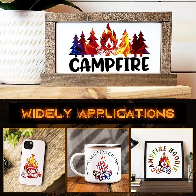 Tintnut Flame Pattern Permanent Vinyl 8 Pcs 12x10in Red Blue Adhesive Viny | - Image 6