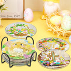 UPINS 8 Pieces Easter Diamond Art Coasters, Bunnies Diamond Art Coaster - Image 3