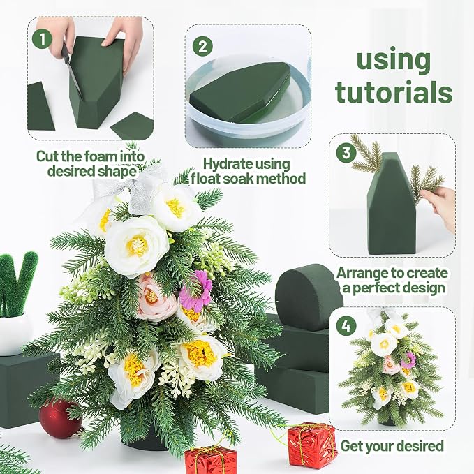 Tunnkit 8 Pcs Floral Foam Blocks, 5.5" L x 3.1" W x 1.7" H Green Wet Dry Flower - Image 2