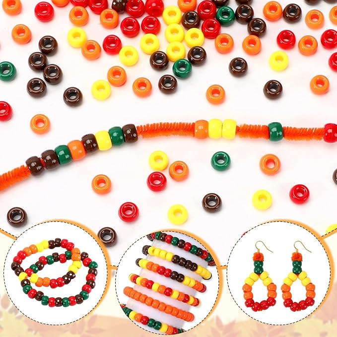 UPINS 1200Pcs Fall Colored Pony Beads - Image 3