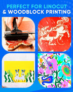 UCEC 1+1 Pack Handheld Round Wood Baren and Cleaning Cloth, Printmaking Tool Set - Image 4